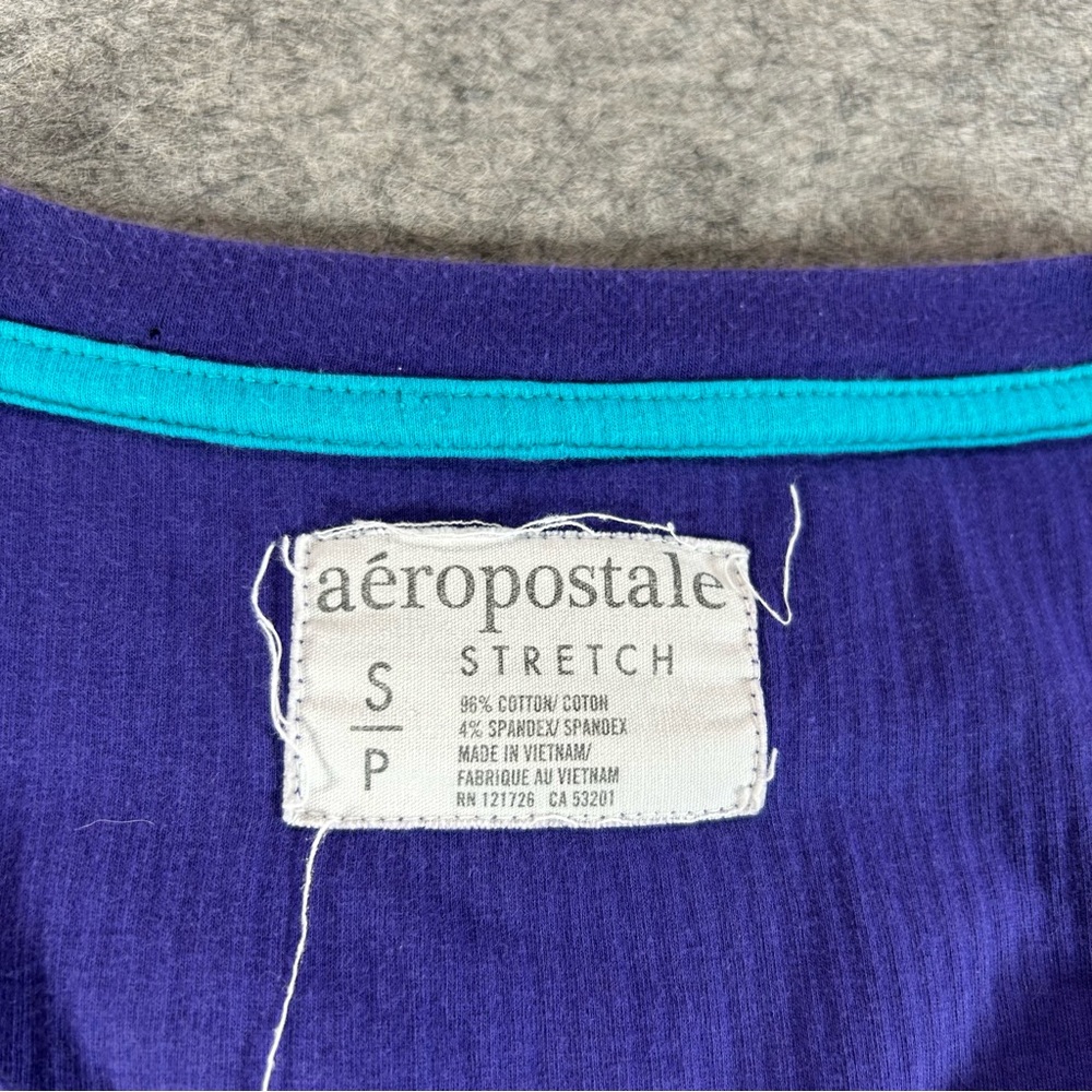Aeropostale Shirt Womens Small Purple Y2K Henley Babydoll Top 90s Flowy Coquette - Picture 3 of 7